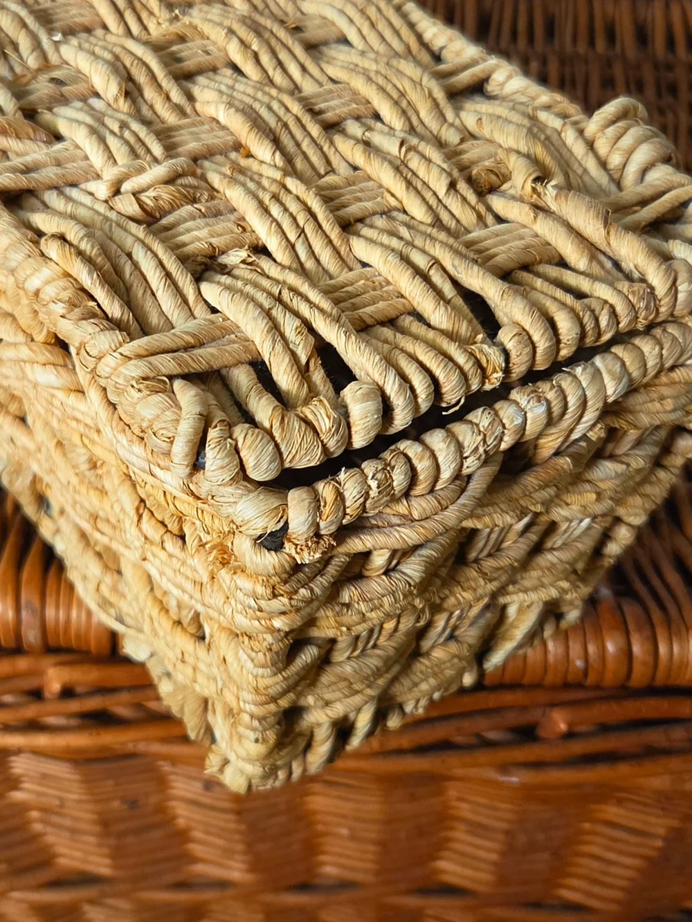 Vintage Rattan Sewing Storage Basket